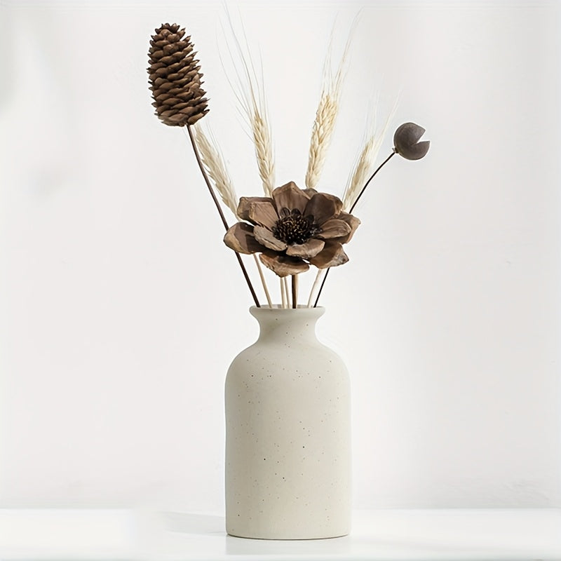 Cream Style Decorative Vase | High-End Dried Flower Arrangement for Living Room & TV Cabinet