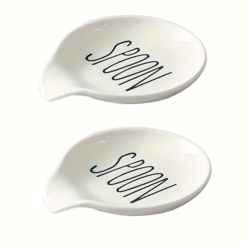 Ceramic Spoon Rest | 4.3" Round Spoon Holder for Kitchen Countertop & Utensil Rest