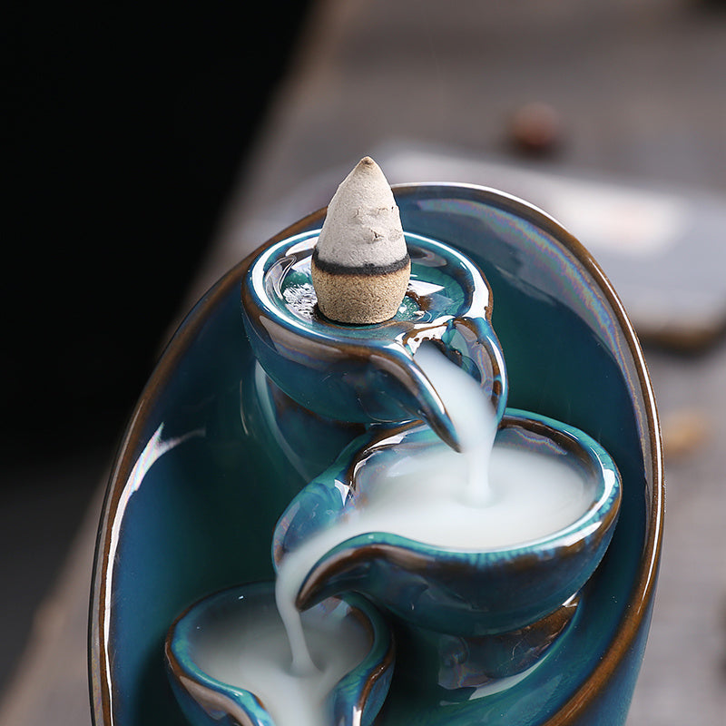 Ceramic Waterfall Incense Holder | Aesthetic Incense Burner for Home & Room Decor