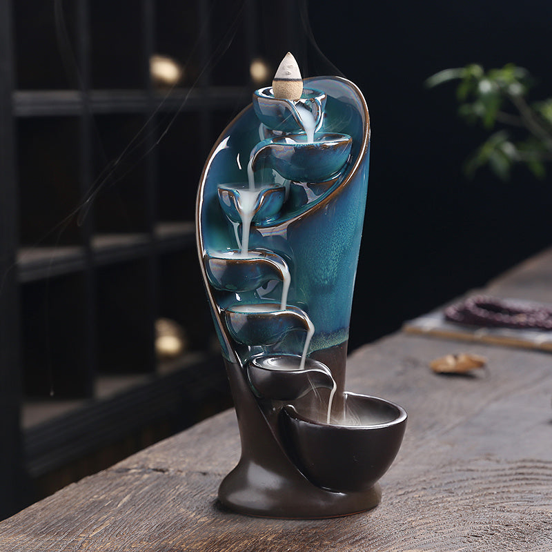 Ceramic Waterfall Incense Holder | Aesthetic Incense Burner for Home & Room Decor