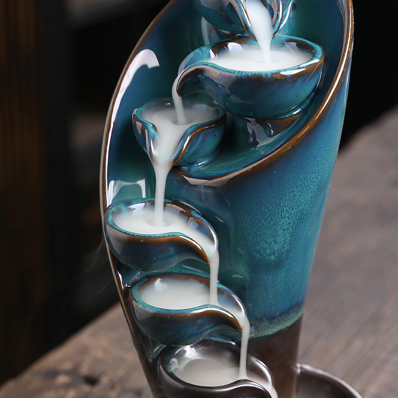 Ceramic Waterfall Incense Holder | Aesthetic Incense Burner for Home & Room Decor
