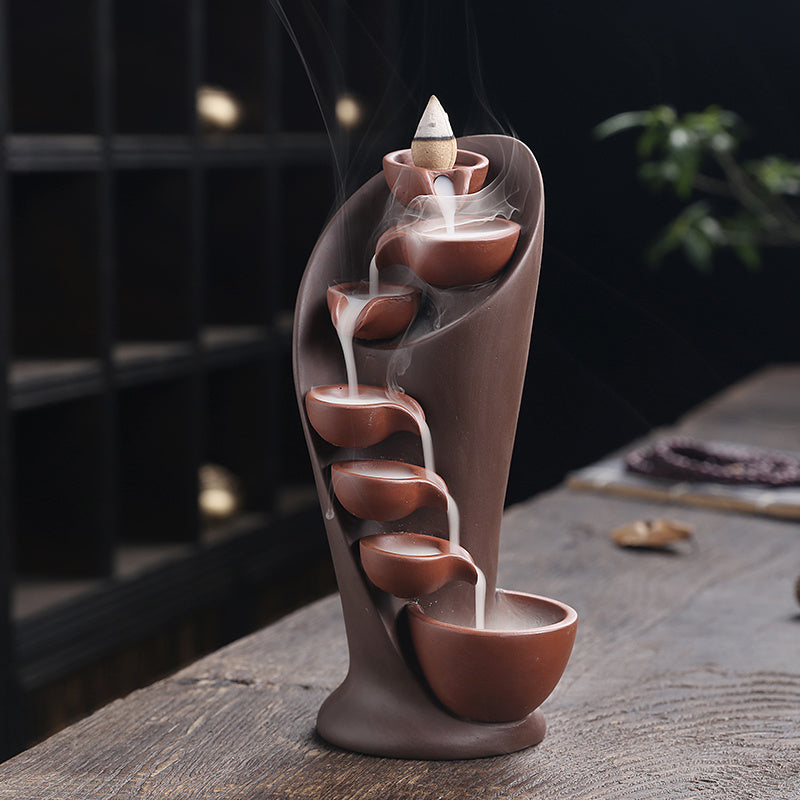 Ceramic Waterfall Incense Holder | Aesthetic Incense Burner for Home & Room Decor