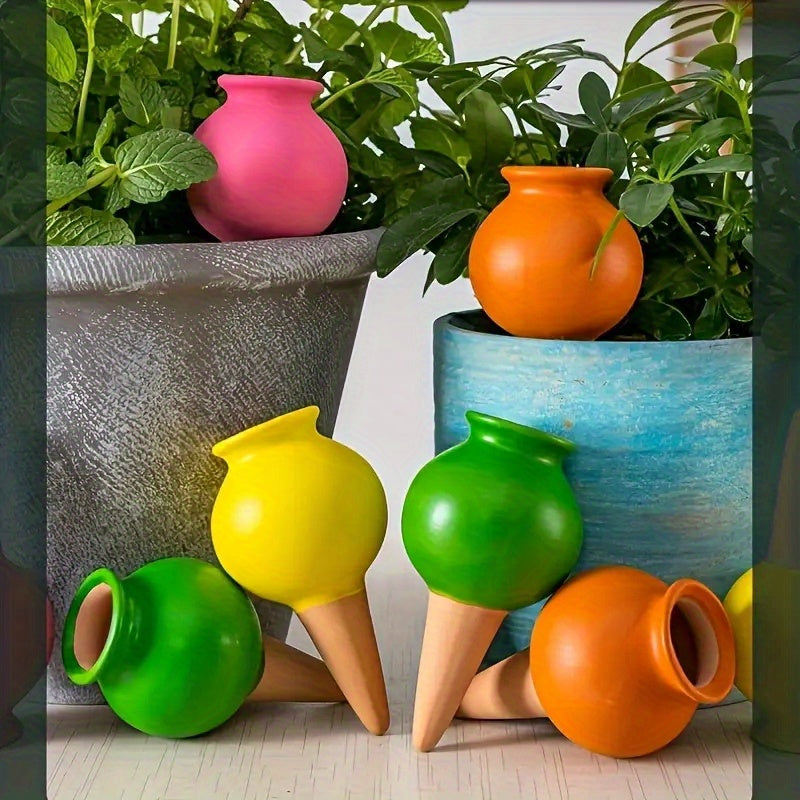 4-Pack Wine Bottle Shaped Terracotta Watering Globes | Automatic Plant Watering Bulbs for Vacations