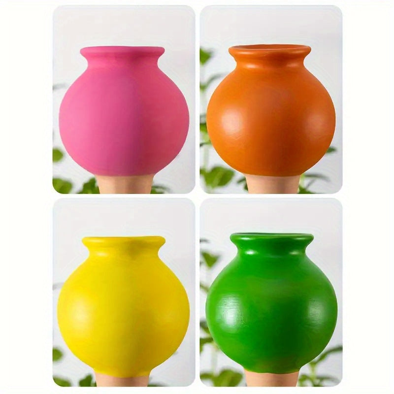4-Pack Wine Bottle Shaped Terracotta Watering Globes | Automatic Plant Watering Bulbs for Vacations
