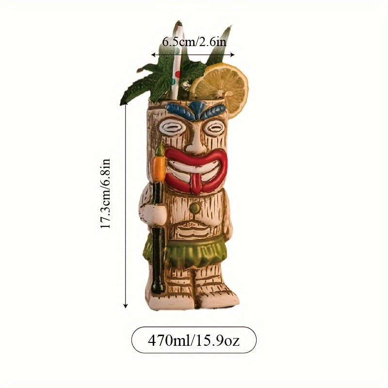 Hawaiian Tiki Ceramic Mug – Cocktail Drinking Cup for Bar, Pub, Club & Home Use