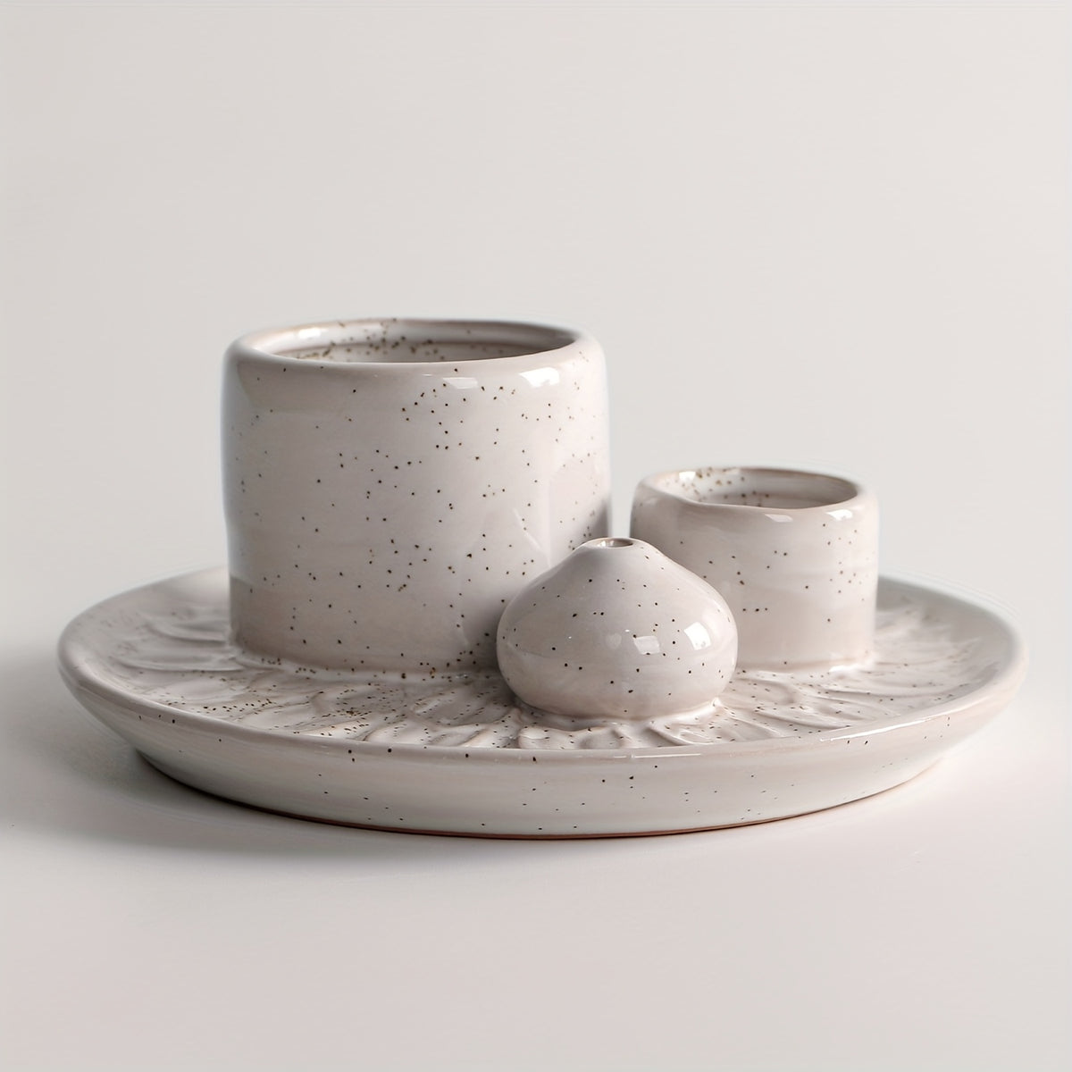 4-in-1 Ceramic Incense Holder | Palo Santo, Sage & Stick Holder with Candle Burner