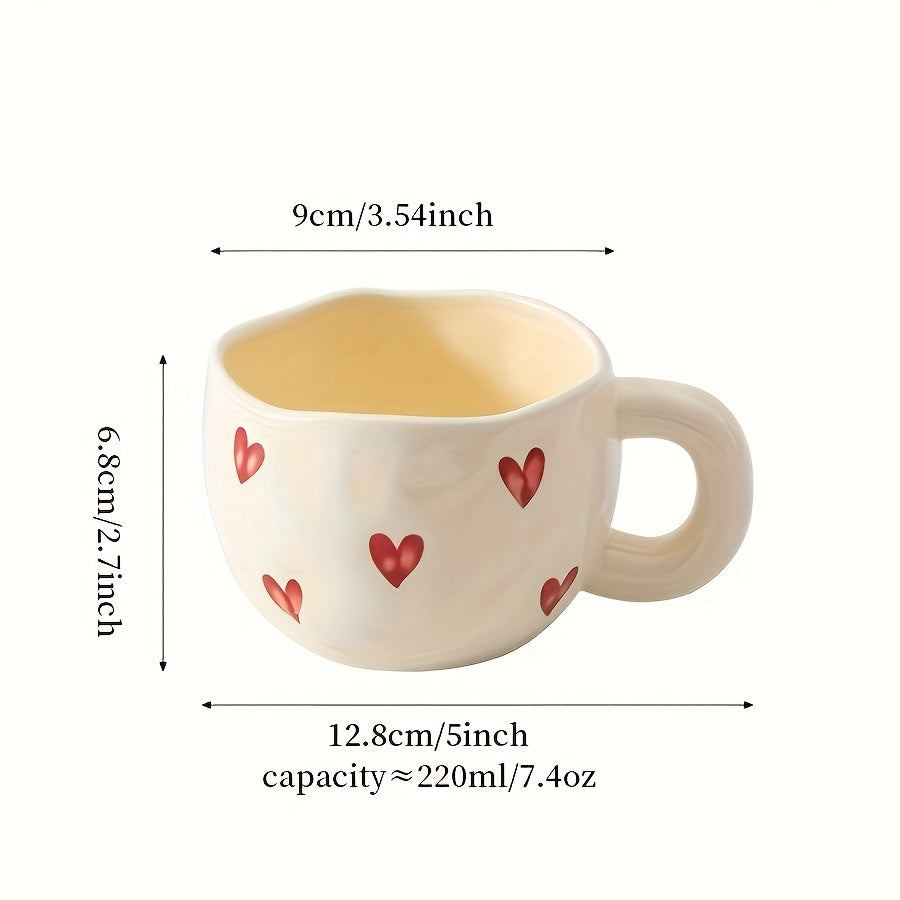Romantic Ceramic Coffee Mug 9.5oz | Heart Pattern Love Cup for Couples & Birthday Gifts