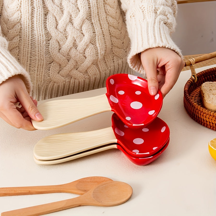 Cute Mushroom Spoon Rest – Ceramic High-Temperature Resistant Spoon Plate & Housewarming Gift