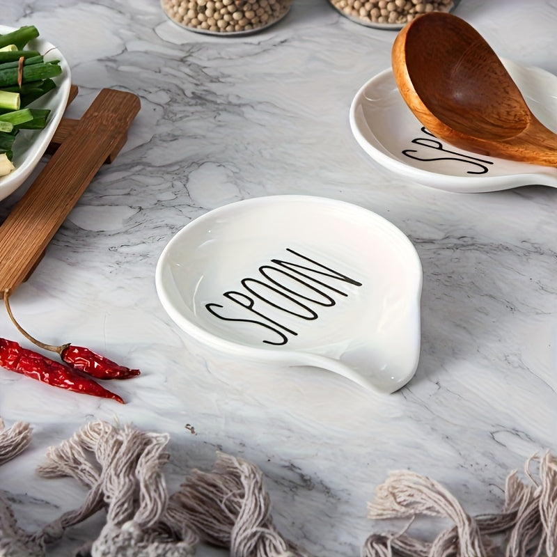 Ceramic Spoon Rest | 4.3" Round Spoon Holder for Kitchen Countertop & Utensil Rest