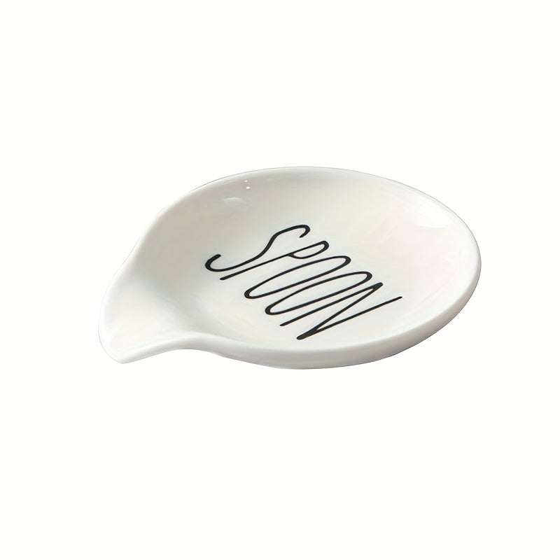Ceramic Spoon Rest | 4.3" Round Spoon Holder for Kitchen Countertop & Utensil Rest