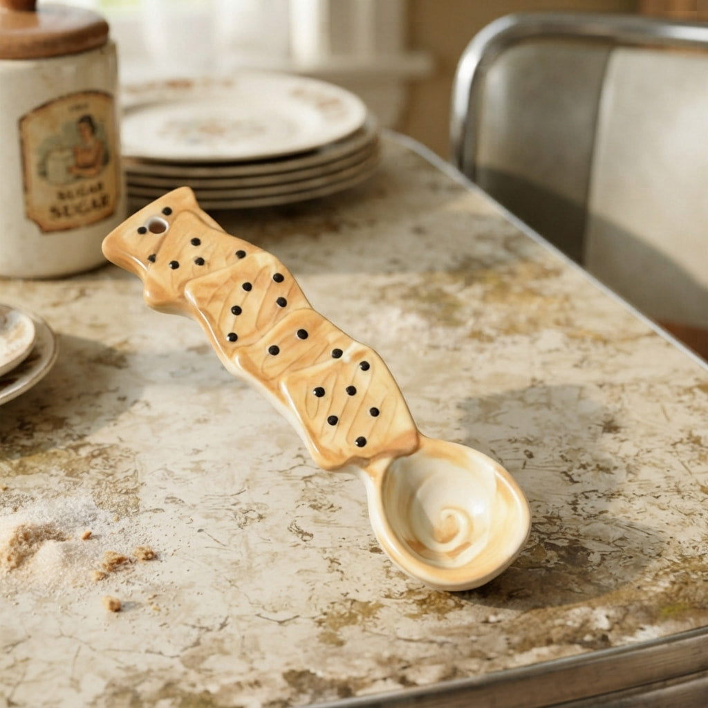 Cute Biscuit Ceramic Spoon - 16cm Kawaii Cookie Dessert Spoon for Coffee, Tea, and Appetizers