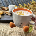 Cute Caramel-Colored Ceramic Cup – Light Luxury Coffee Mug with Cartoon Underglaze Design