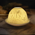 Porcelain Dome Tealight Holder Set | Lavender & Butterfly Design with 3D Projection