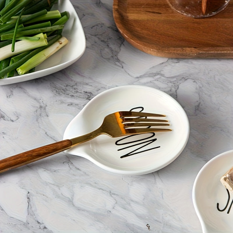 Ceramic Spoon Rest | 4.3" Round Spoon Holder for Kitchen Countertop & Utensil Rest