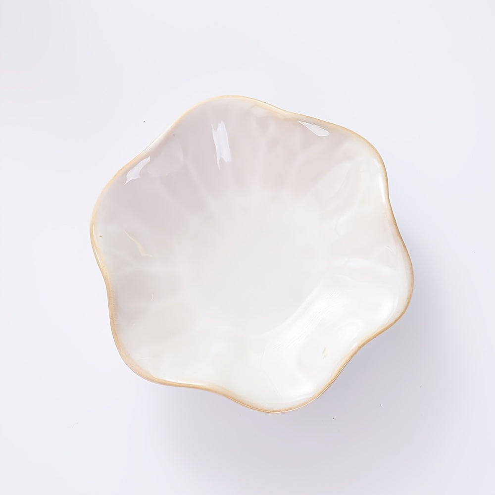Elegant Ceramic Flower Plate | Jewelry & Trinket Dish for Dresser, Bathroom & Desk