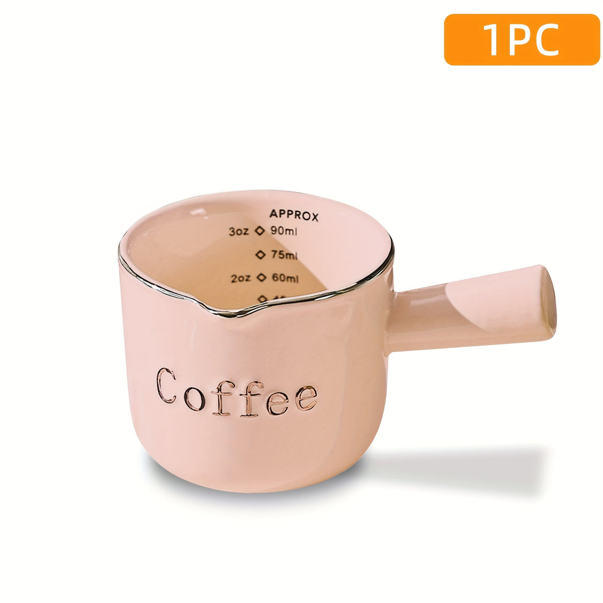 Pink Ceramic Espresso Cup with Handle | 3.04oz V-Shaped Shot Cup for Espresso Making