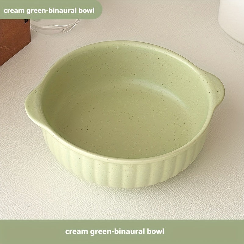 Double-Ear Ceramic Bowl | Large-Capacity Soup, Salad & Noodle Bowl, Oven & Microwave Safe