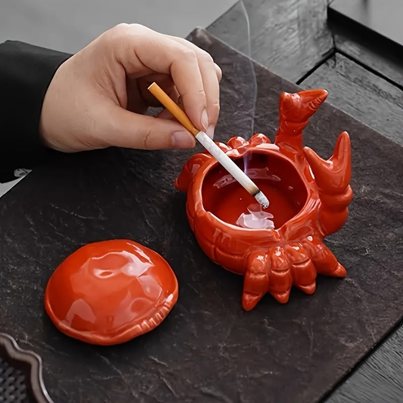 Realistic Crab Claw Ceramic Ashtray – Red Cigarette Tray & Fun Gift for Dad, Boyfriend & Smokers