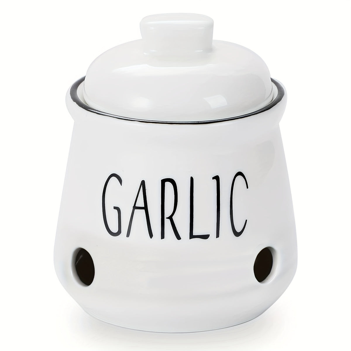 Ceramic Garlic Storage Container with Lid | Countertop Garlic Preservation Box for Kitchen