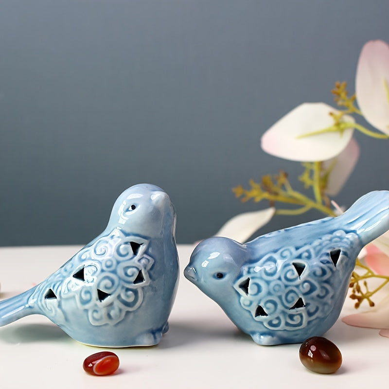 2-Piece Ceramic Bird & Duck Statue Set | Versatile Home & Office Decor for Shelves & Cabinets