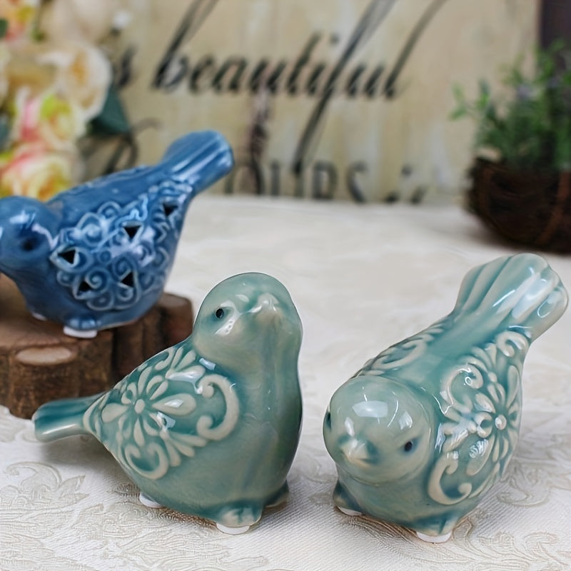 2-Piece Ceramic Bird & Duck Statue Set | Versatile Home & Office Decor for Shelves & Cabinets