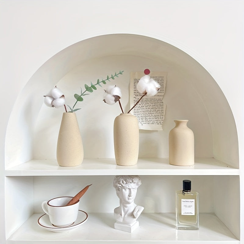 Rustic Ceramic Bud Vase | Farmhouse Decor for Living Room, Shelf & Mantel