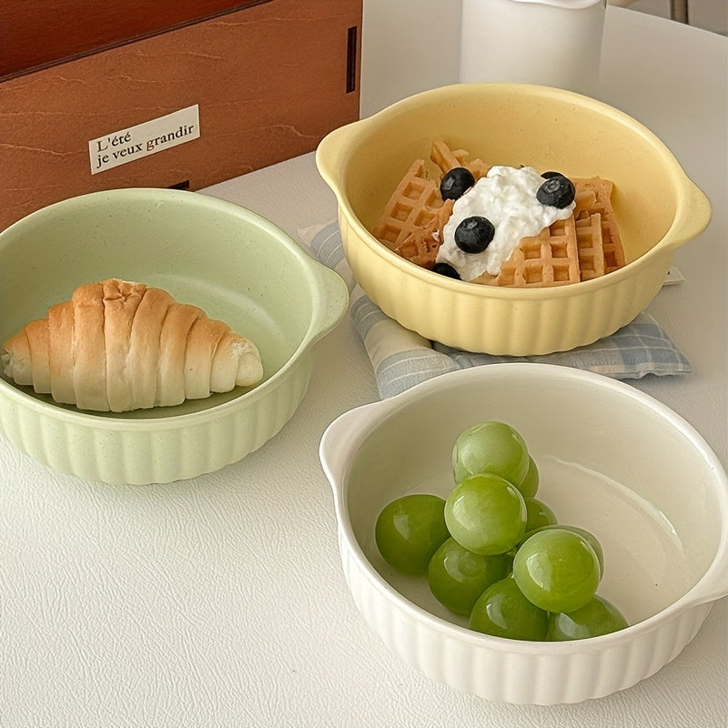 Double-Ear Ceramic Bowl | Large-Capacity Soup, Salad & Noodle Bowl, Oven & Microwave Safe
