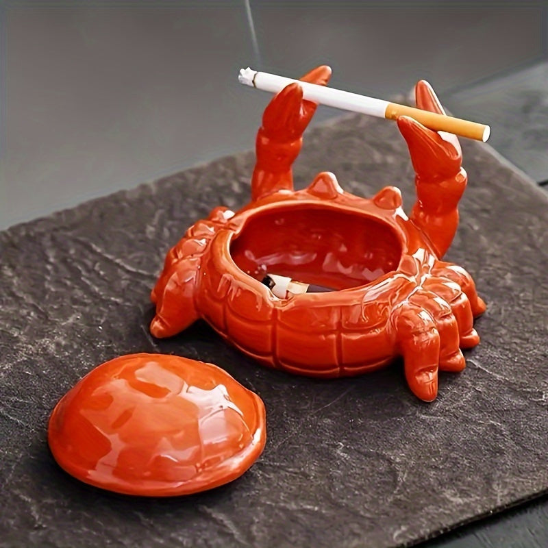 Realistic Crab Claw Ceramic Ashtray – Red Cigarette Tray & Fun Gift for Dad, Boyfriend & Smokers