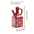 Square Ceramic Oil & Vinegar Bottle with Wood Lid | Hygienic Dining Table Dispenser