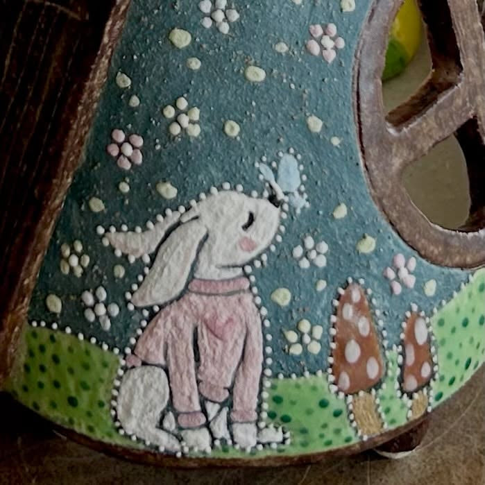 Handmade Ceramic Fairy House Candle Holder | Whimsical Woodland Cottage with Fox Family | Unique Pottery Home Decor | Storybook Gift for Her