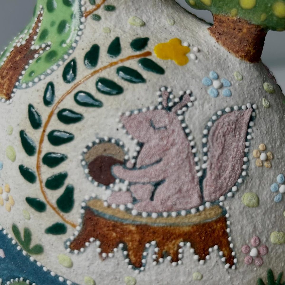 Handmade Ceramic Sleeping Fox Vase | Whimsical Illustrated Pottery Bottle | Cute Woodland Village Decor | Unique Nature Lover Gift