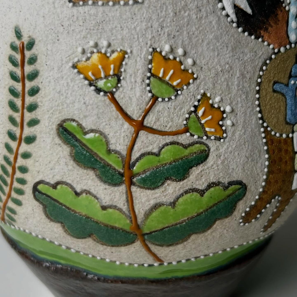 Handmade Ceramic Fox Pitcher with Picnic Scene | Whimsical Illustrated Pottery Jug | Cute Woodland Animal Decor | Unique Gift for Her
