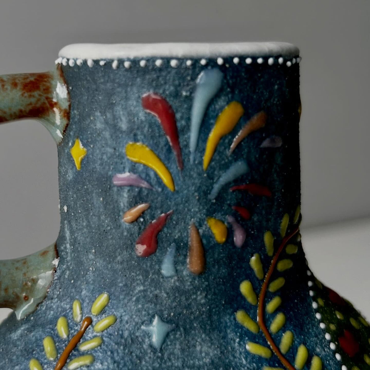Handmade Ceramic Rocking Horse Vase with Handle | Whimsical Illustrated Pottery Jug | Cute Folk Art Home Decor | Unique Gift for Her