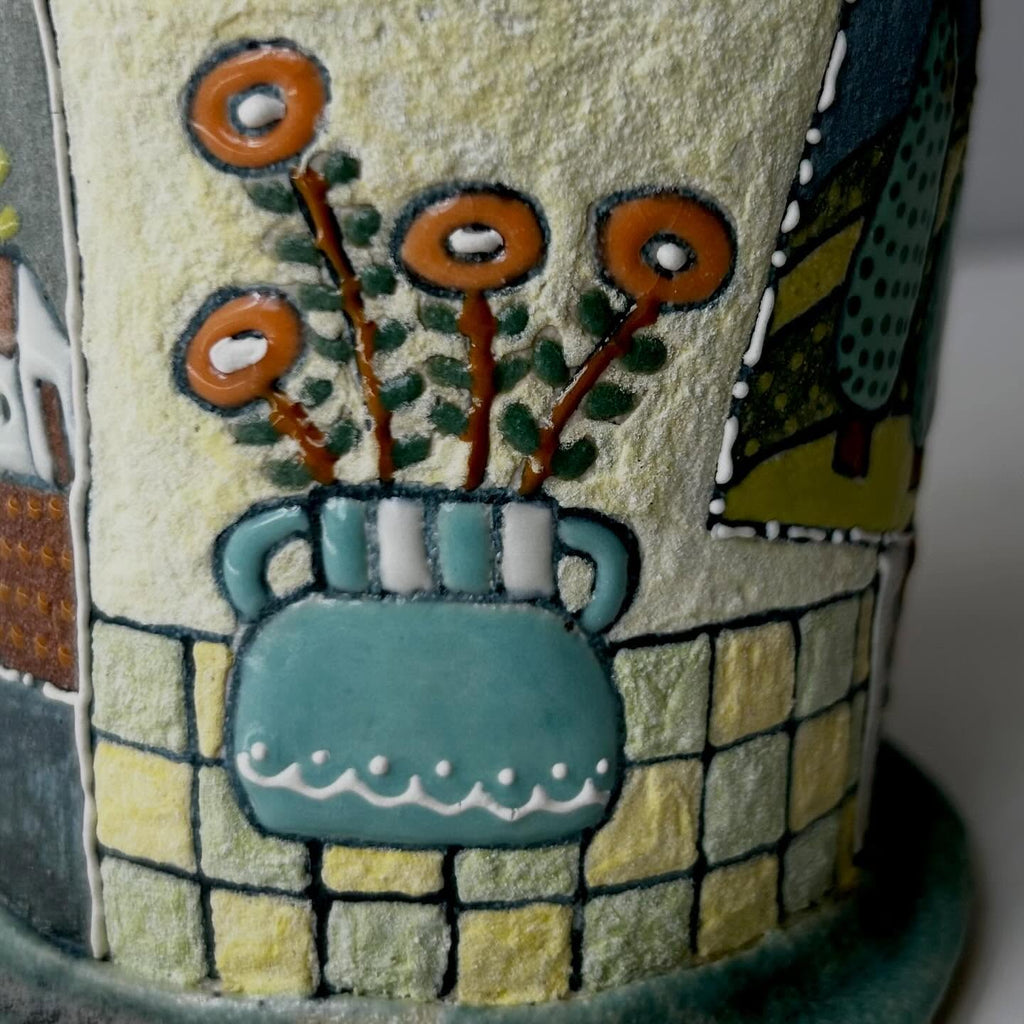 Handmade Ceramic Cat Mug with Sculptural Handle | Whimsical Illustrated Pottery Cup | Cozy Cat Lover Gift | Unique Art Coffee Mug