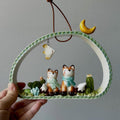 Handmade Ceramic Fox Wall Hanging | Whimsical Woodland Diorama with Moon & Cloud | Cute Pottery Ornament | Unique Nature Lover Gift