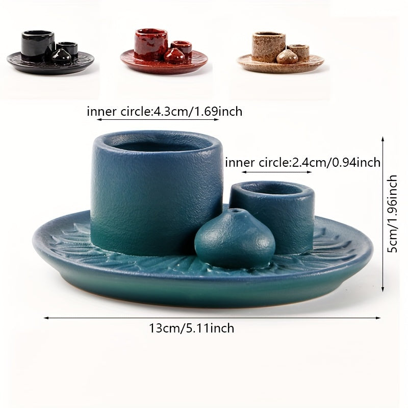 4-in-1 Ceramic Incense Holder | Palo Santo, Sage & Stick Holder with Candle Burner