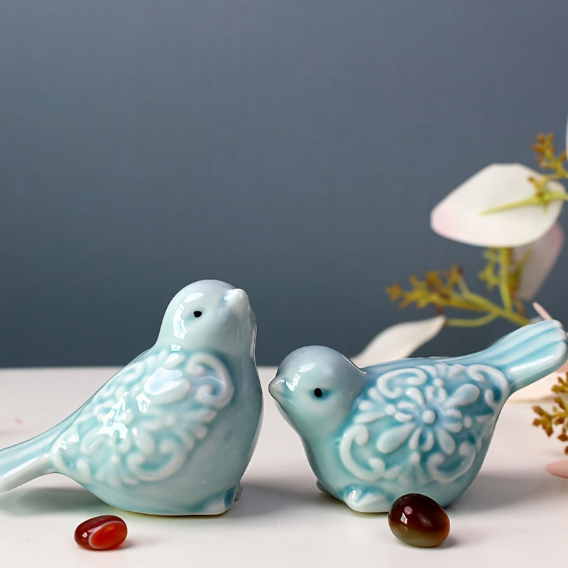 2-Piece Ceramic Bird & Duck Statue Set | Versatile Home & Office Decor for Shelves & Cabinets
