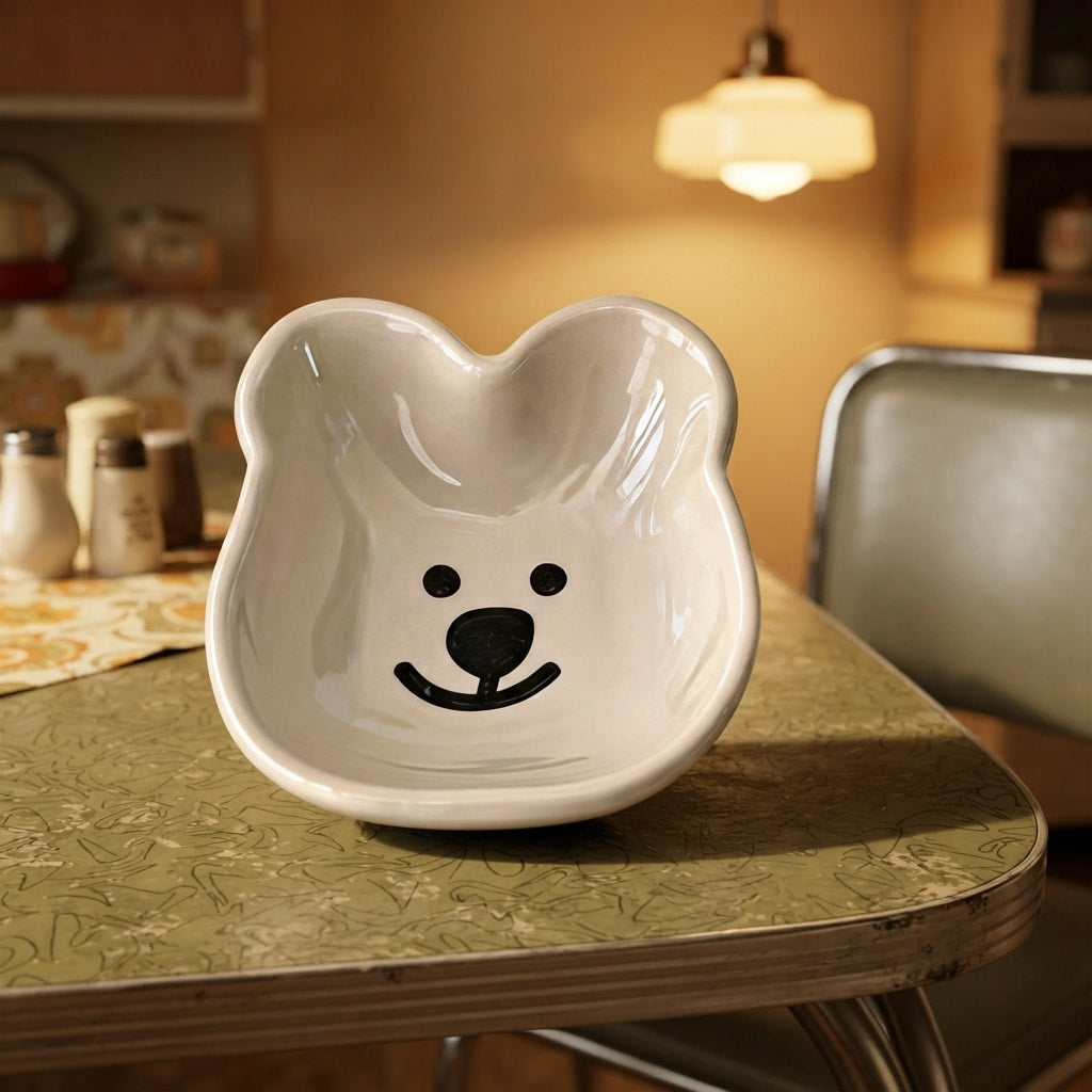 Cute Bear Shaped Ceramic Dipping Bowl - 8cm Kawaii Animal Sauce Dish for Soy Sauce, Condiments, and Snacks