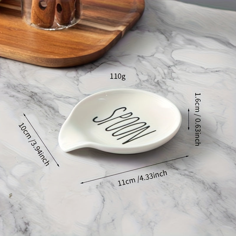 Ceramic Spoon Rest | 4.3" Round Spoon Holder for Kitchen Countertop & Utensil Rest