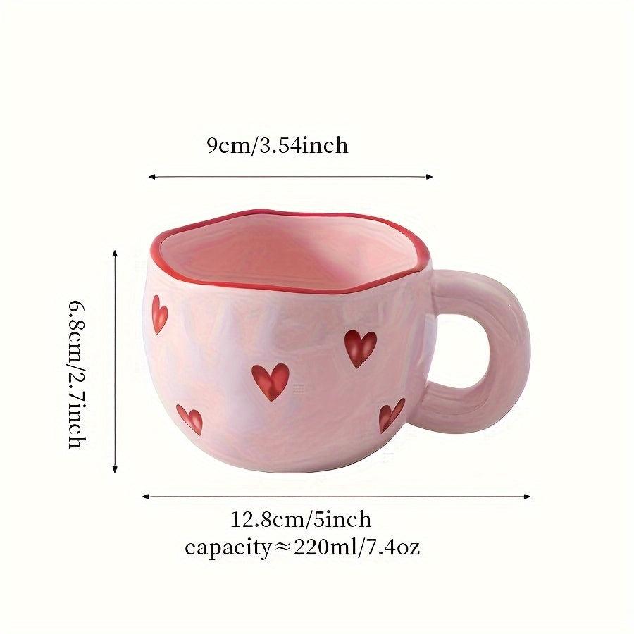 Romantic Ceramic Coffee Mug 9.5oz | Heart Pattern Love Cup for Couples & Birthday Gifts