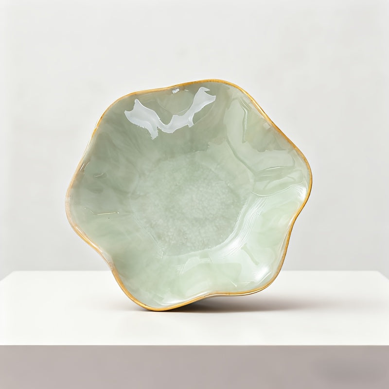 Elegant Ceramic Flower Plate | Jewelry & Trinket Dish for Dresser, Bathroom & Desk