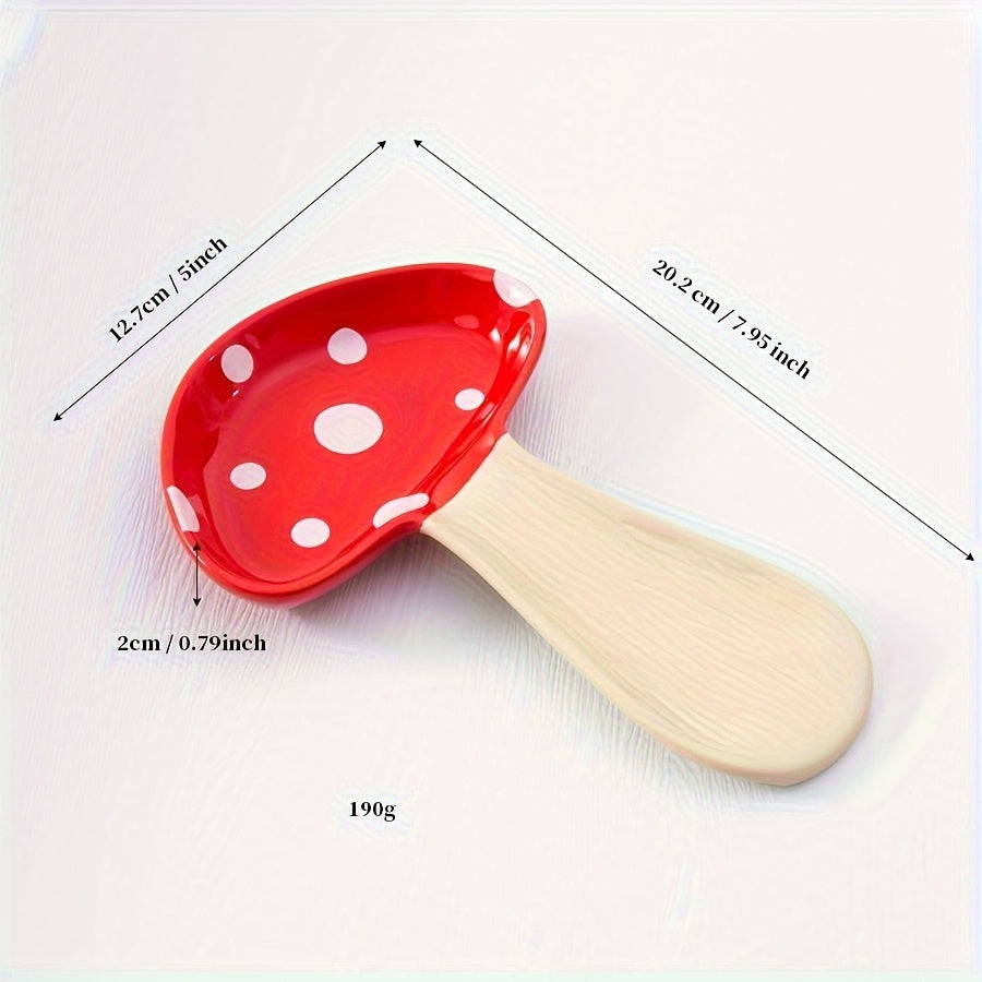 Cute Mushroom Spoon Rest – Ceramic High-Temperature Resistant Spoon Plate & Housewarming Gift