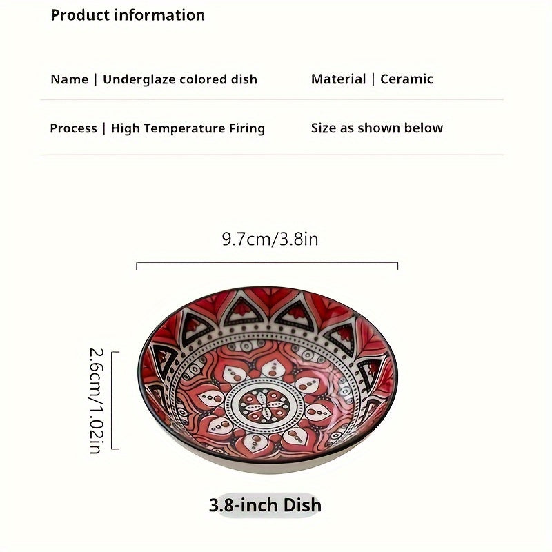 6-Piece Ceramic Seasoning Plate Set | Bohemian Sauce Dish for Soy Sauce, Vinegar & Spices