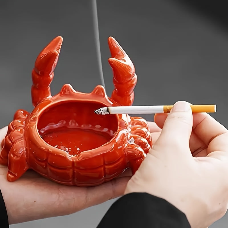 Realistic Crab Claw Ceramic Ashtray – Red Cigarette Tray & Fun Gift for Dad, Boyfriend & Smokers