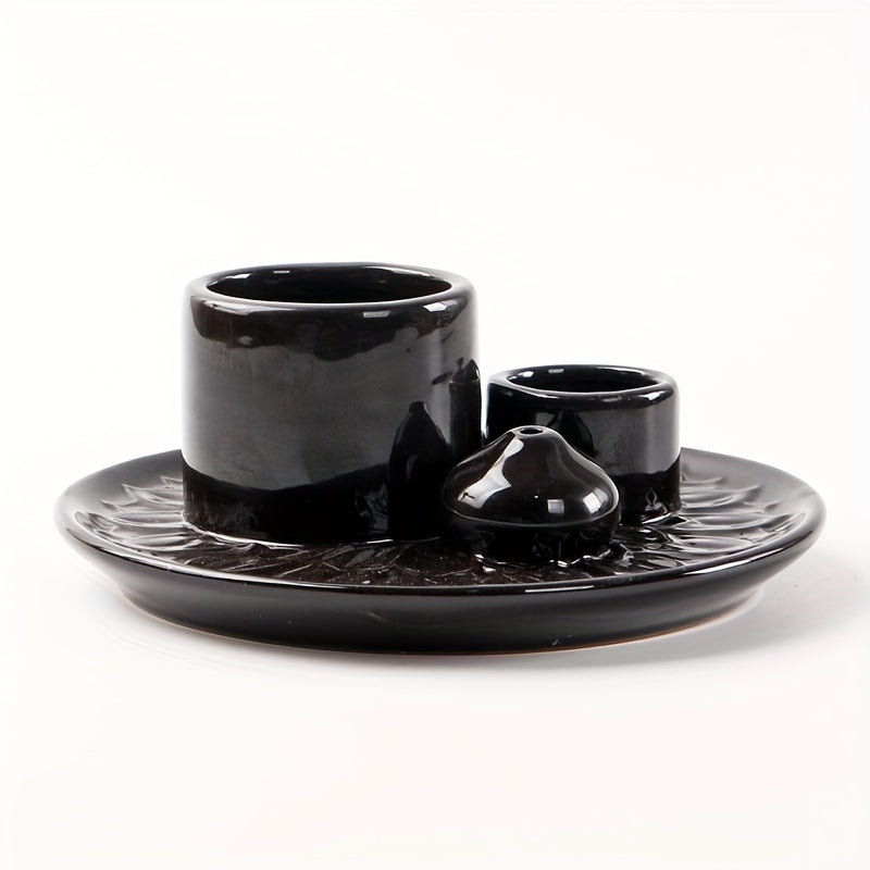 4-in-1 Ceramic Incense Holder | Palo Santo, Sage & Stick Holder with Candle Burner