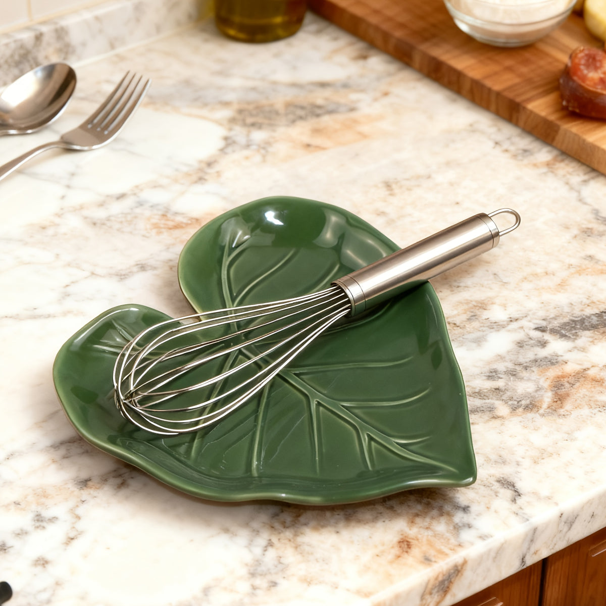 Ceramic Spoon Holder for Stove | Cute Leaf Design Kitchen Countertop Utensil Rack