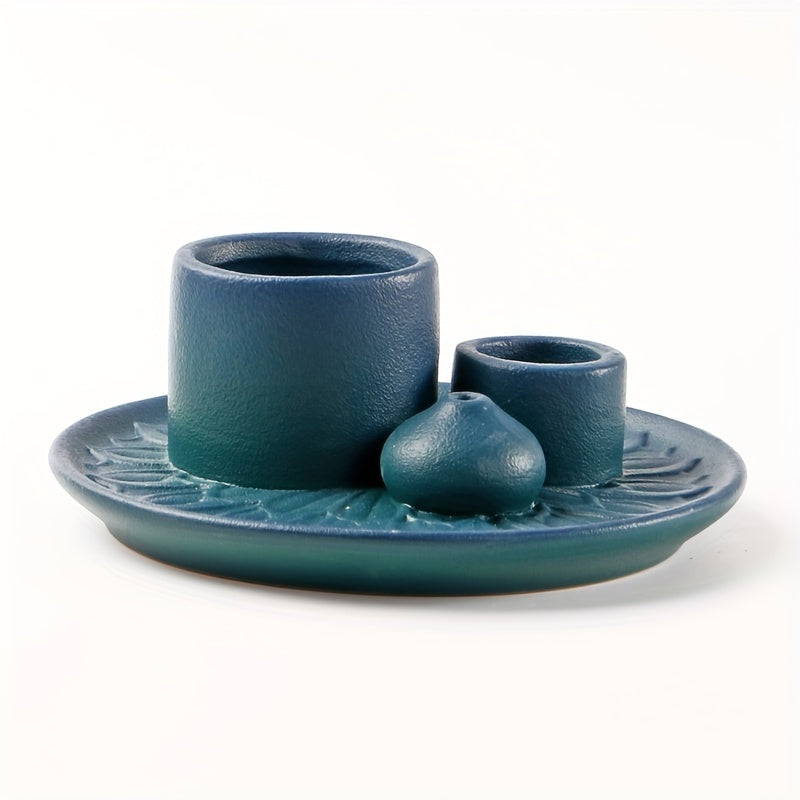 4-in-1 Ceramic Incense Holder | Palo Santo, Sage & Stick Holder with Candle Burner