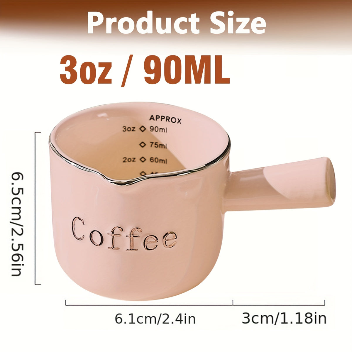 Pink Ceramic Espresso Cup with Handle | 3.04oz V-Shaped Shot Cup for Espresso Making