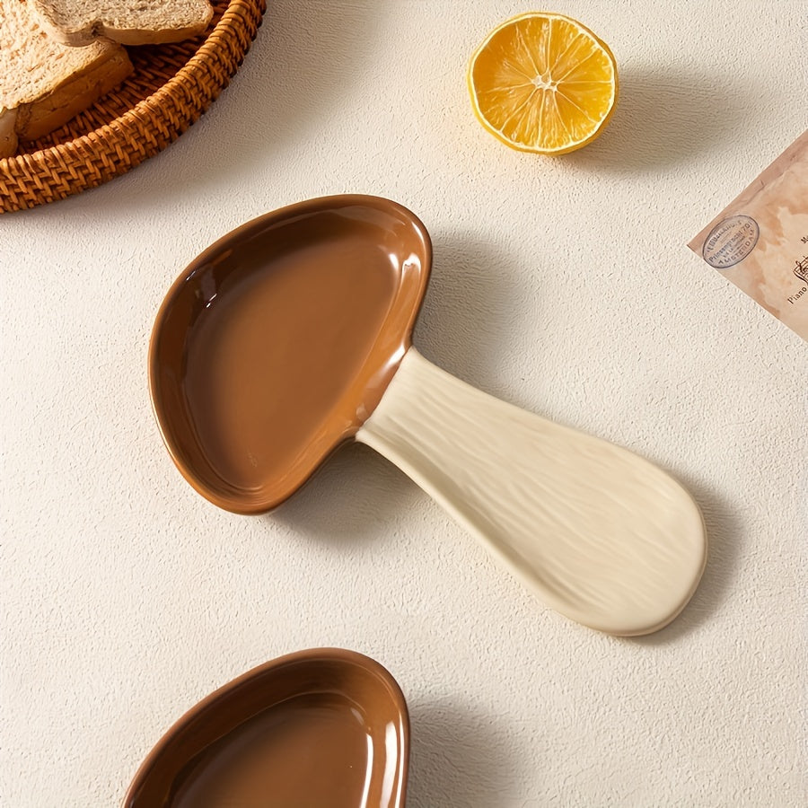 Cute Mushroom Spoon Rest – Ceramic High-Temperature Resistant Spoon Plate & Housewarming Gift