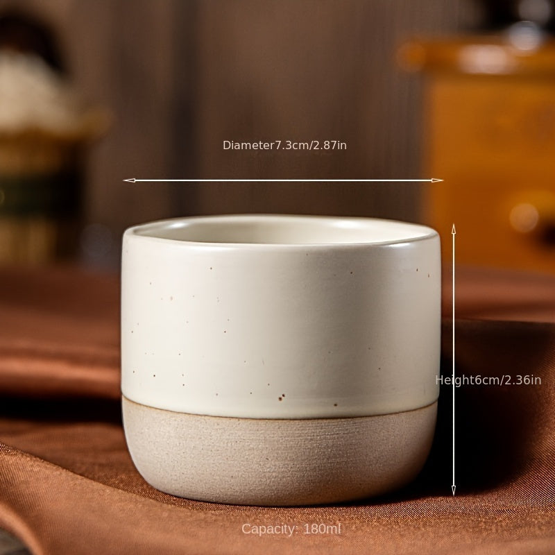 Japanese-Style Coarse Pottery Espresso Cup | Vintage Ceramic Kung Fu Tea Cup for Tea Tasting
